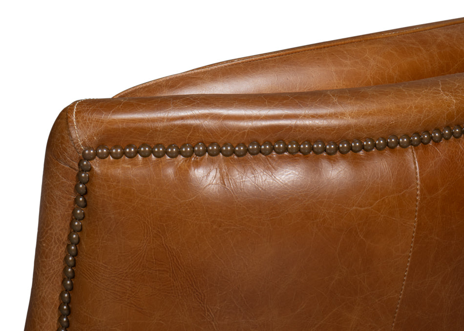 Baker Leather Swivel Chair, Cuba Brown by Sarreid Ltd - view 10