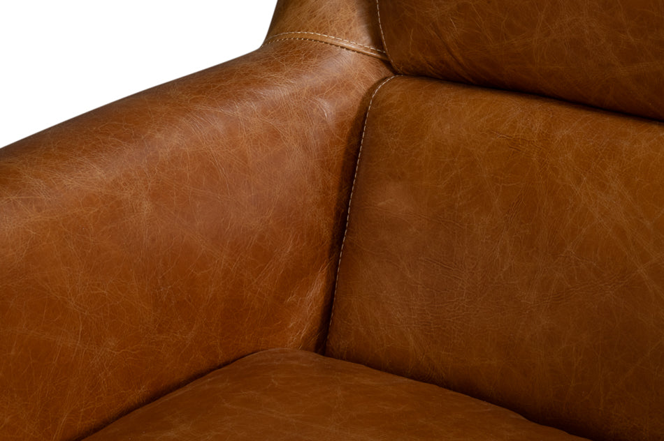 Baker Leather Swivel Chair, Cuba Brown by Sarreid Ltd - view 11