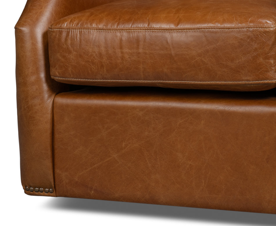 Baker Leather Swivel Chair, Cuba Brown by Sarreid Ltd - view 12