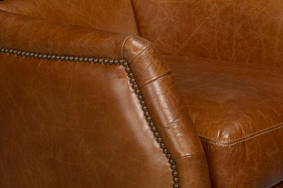 Baker Leather Swivel Chair, Cuba Brown by Sarreid Ltd - view 6