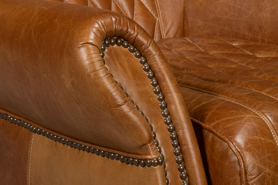 Bugatti Leather Swivel Chair, Cuba Brown by Sarreid Ltd - view 10