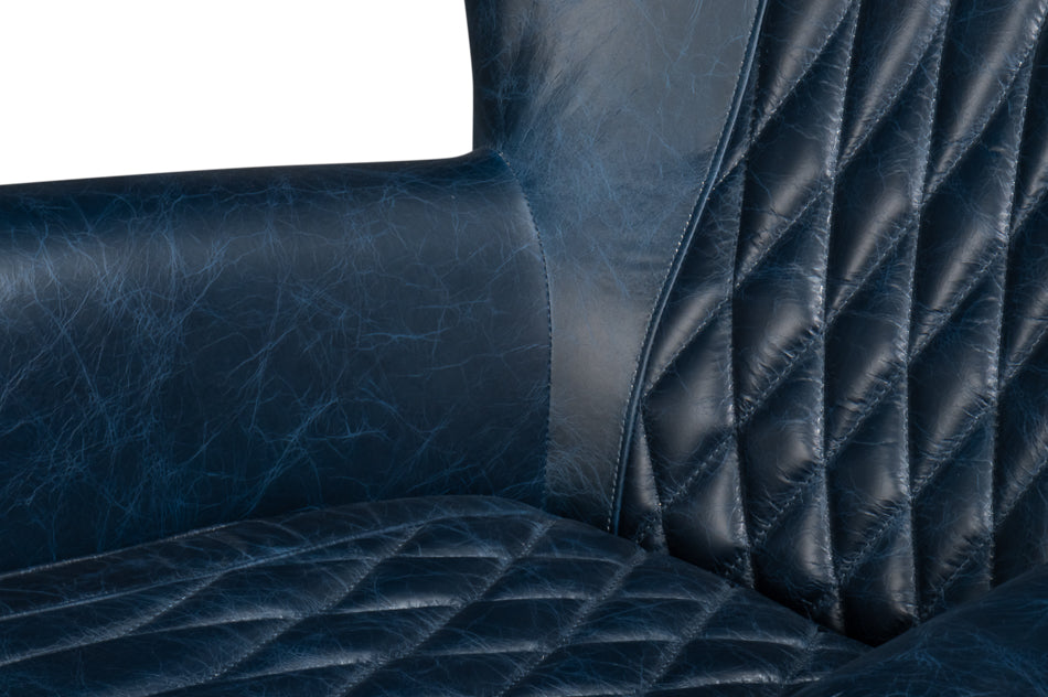 Bugatti Leather Swivel Chair, Blue by Sarreid Ltd - view 11