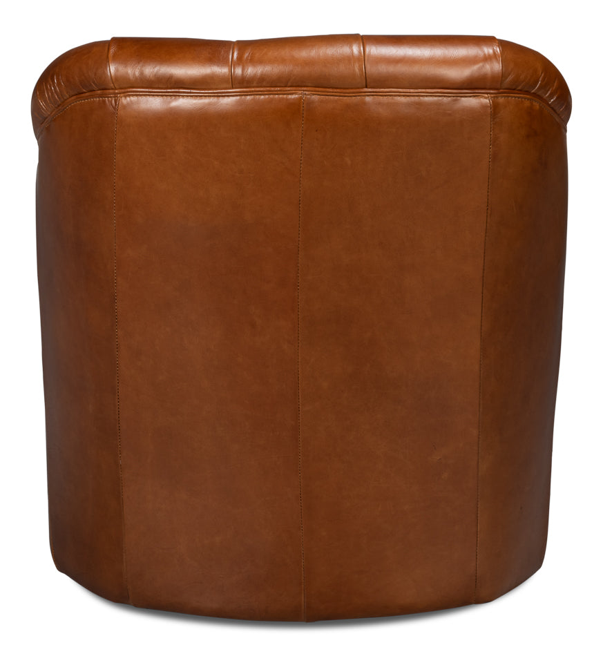 Coolidge Leather Swivel Chair,Havana Brn by Sarreid Ltd - view 4