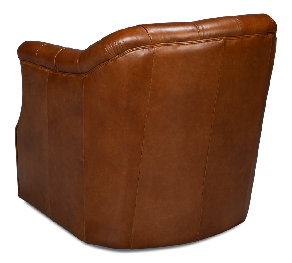 Coolidge Leather Swivel Chair,Havana Brn by Sarreid Ltd - view 5
