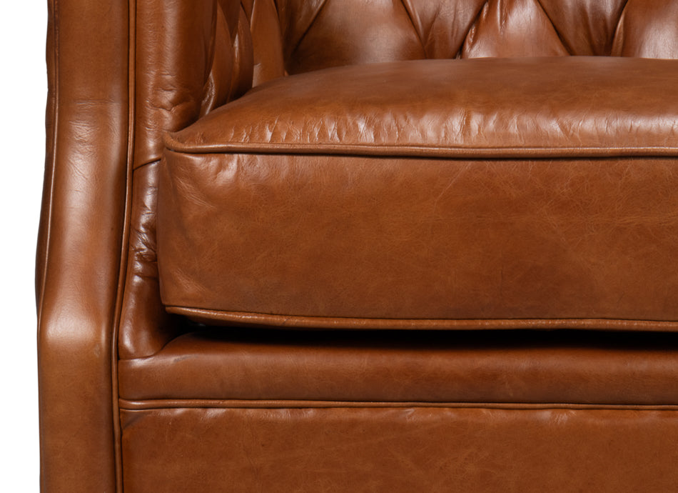 Coolidge Leather Swivel Chair,Havana Brn by Sarreid Ltd - view 6
