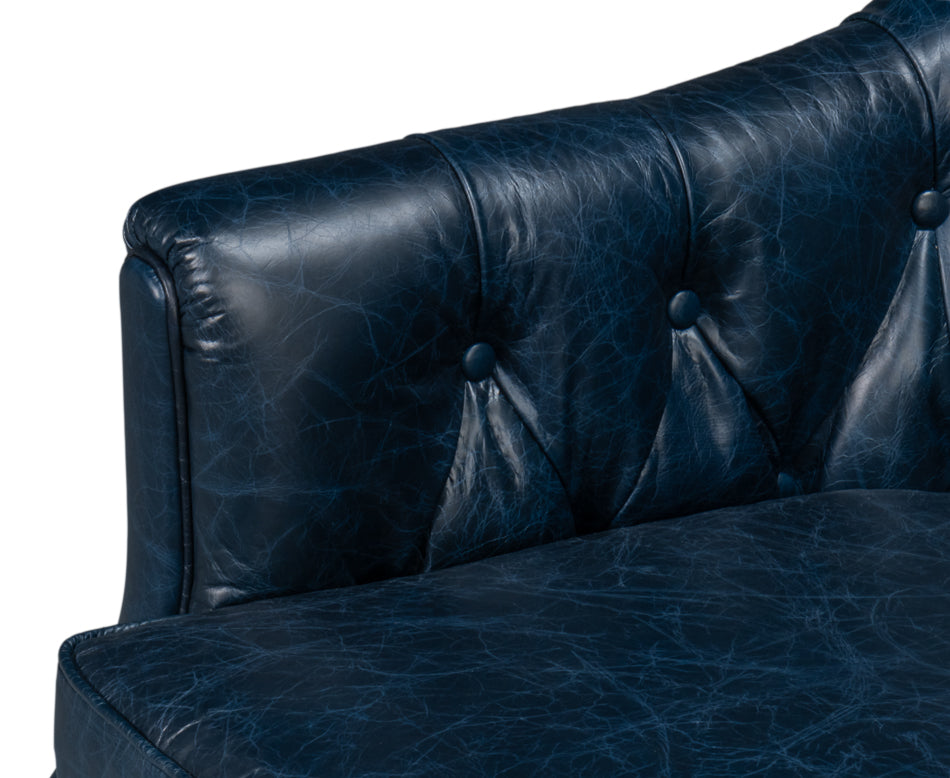 Coolidge Leather Swivel Chair, Blue by Sarreid Ltd - view 11