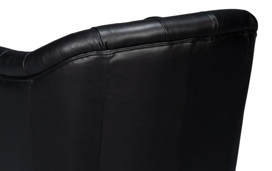 Coolidge Leather Swivel Chair, Black by Sarreid Ltd - view 8