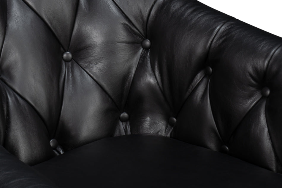 Coolidge Leather Swivel Chair, Black by Sarreid Ltd - view 11