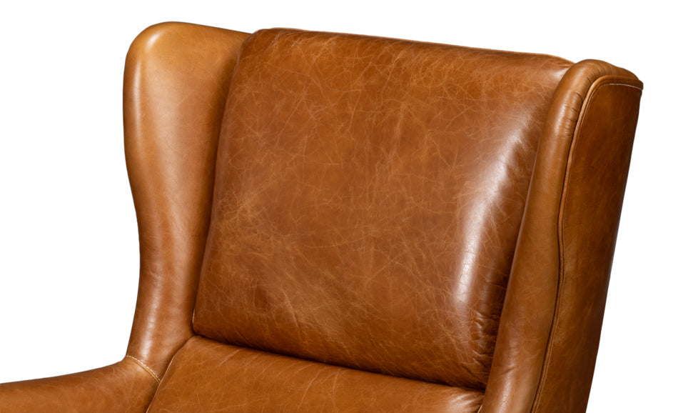 Elite Wing Lounge Chair, Cuba Brown by Sarreid Ltd - view 9