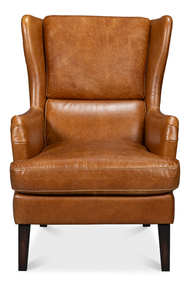 Elite Wing Lounge Chair, Cuba Brown by Sarreid Ltd - view 2