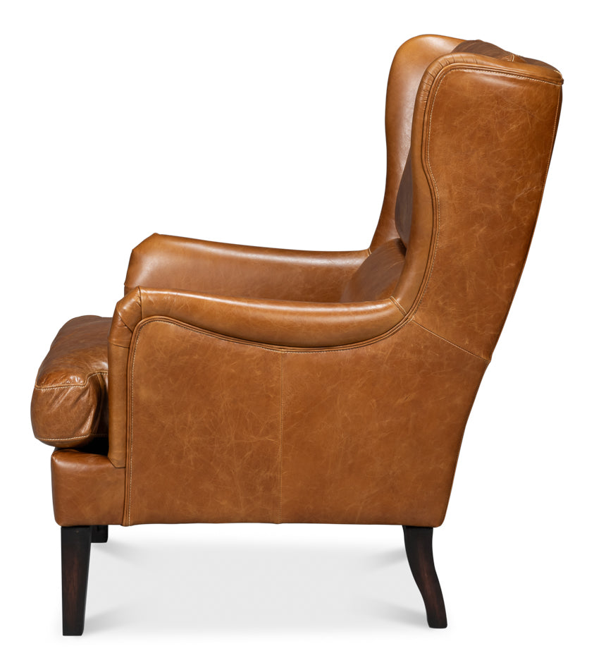 Elite Wing Lounge Chair, Cuba Brown by Sarreid Ltd - view 3
