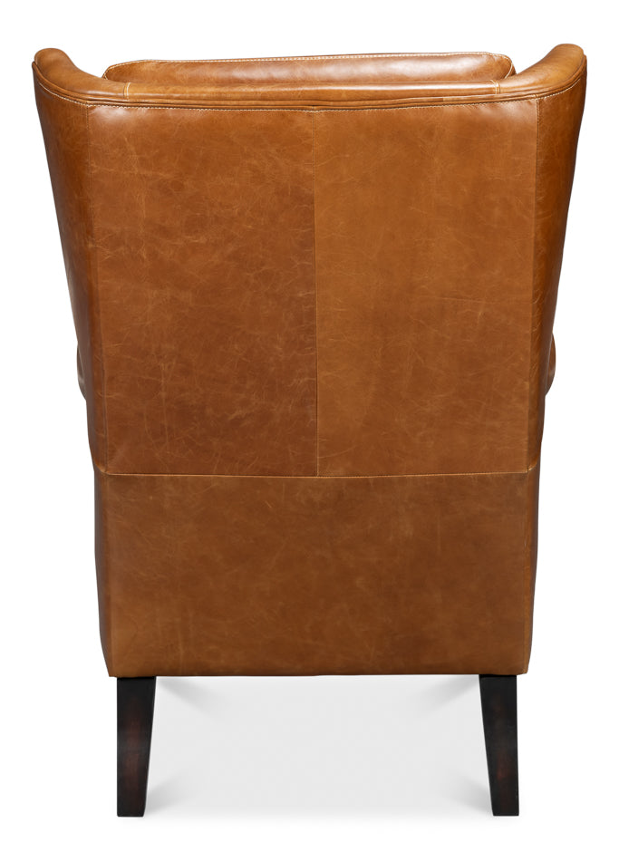 Elite Wing Lounge Chair, Cuba Brown by Sarreid Ltd - view 4