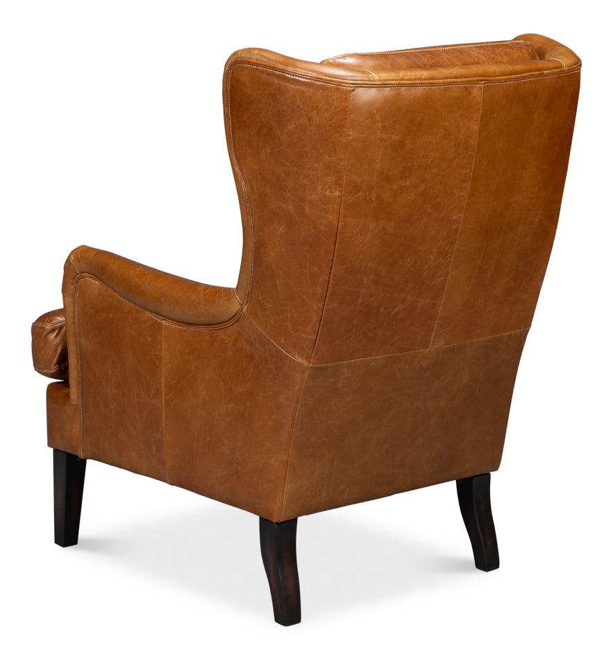 Elite Wing Lounge Chair, Cuba Brown by Sarreid Ltd - view 5