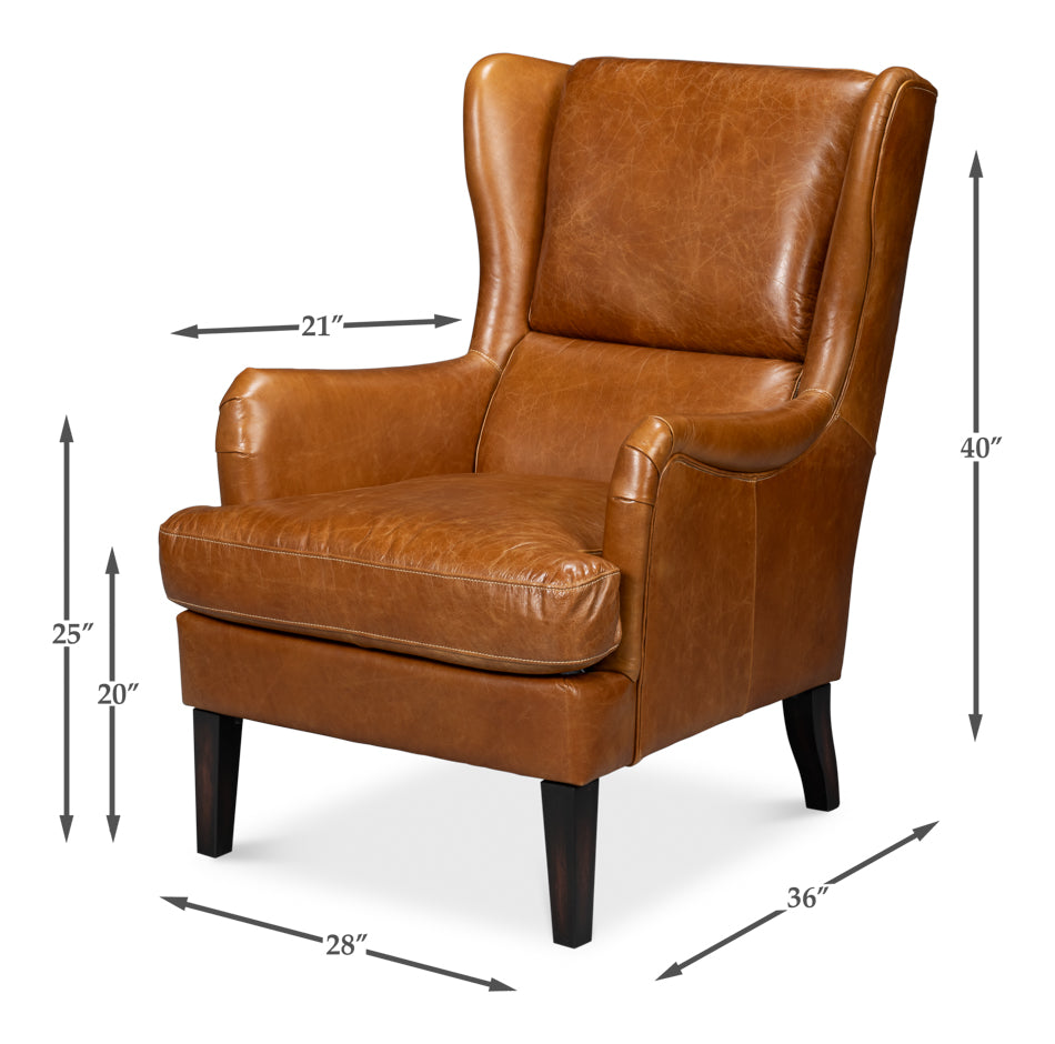 Elite Wing Lounge Chair, Cuba Brown by Sarreid Ltd - view 7