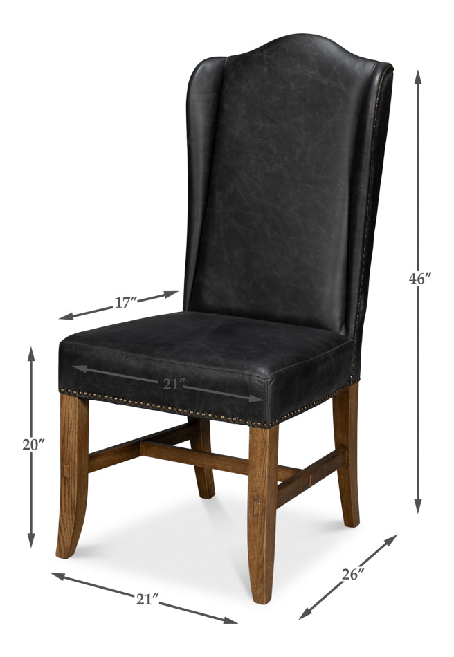 Mercado High Back Dining Chair, Black by Sarreid Ltd - view 7