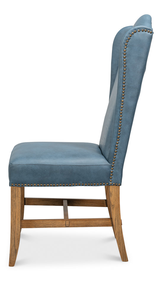 Mercado High Back Dining Chair,Blue by Sarreid Ltd - view 3