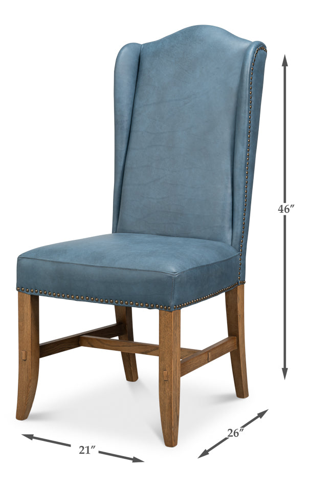 Mercado High Back Dining Chair,Blue by Sarreid Ltd - view 7
