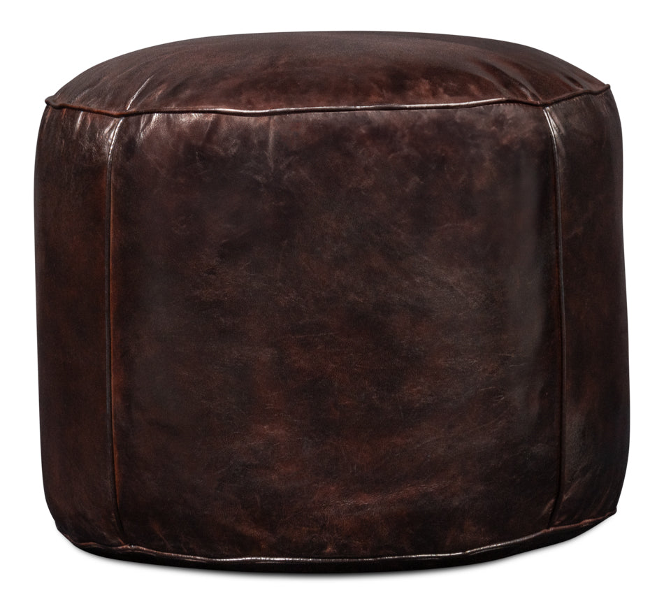 Soccerball Stool, Dark Brown Leather by Sarreid Ltd - view 8