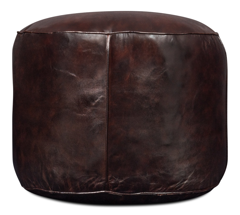 Soccerball Stool, Dark Brown Leather by Sarreid Ltd - view 9