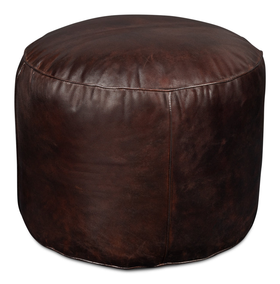 Soccerball Stool, Dark Brown Leather by Sarreid Ltd - view 2