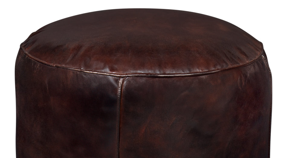 Soccerball Stool, Dark Brown Leather by Sarreid Ltd - view 4