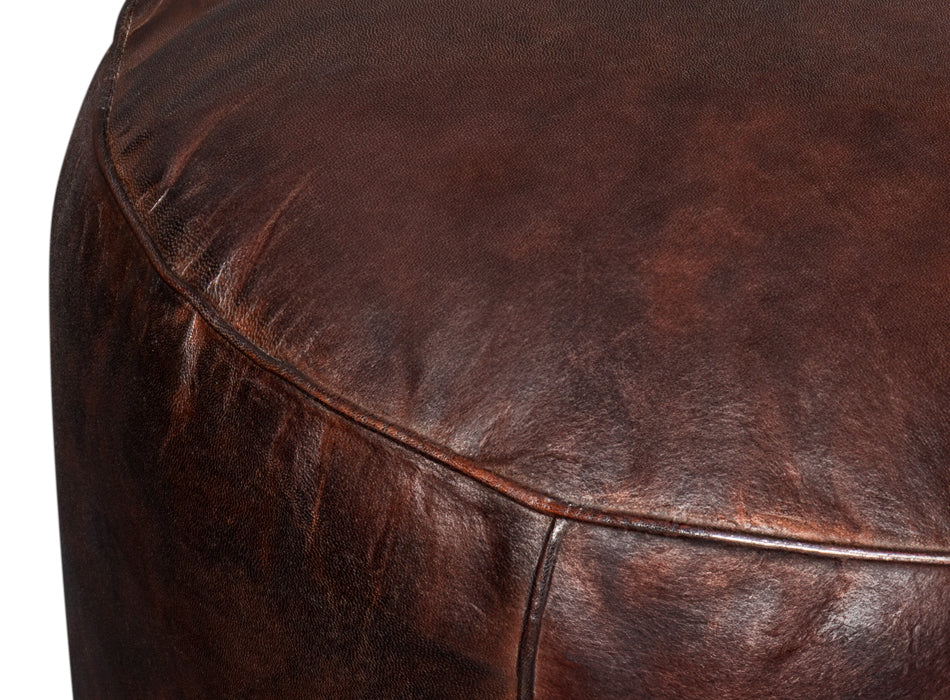Soccerball Stool, Dark Brown Leather by Sarreid Ltd - view 5