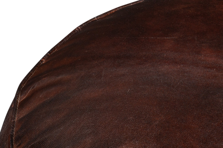 Soccerball Stool, Dark Brown Leather by Sarreid Ltd - view 6
