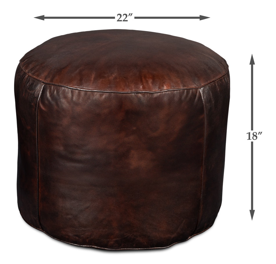 Soccerball Stool, Dark Brown Leather by Sarreid Ltd - view 7