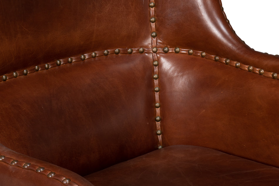 Whitney Distilled Leather Chair,Brown by Sarreid Ltd - view 11