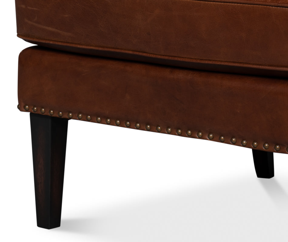 Whitney Distilled Leather Chair,Brown by Sarreid Ltd - view 12