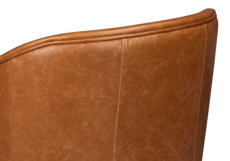 Braxton Leather Swivel Chair, Brown by Sarreid Ltd - view 8