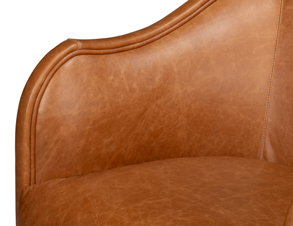 Braxton Leather Swivel Chair, Brown by Sarreid Ltd - view 10