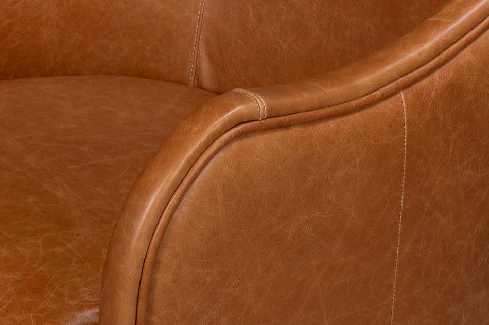 Braxton Leather Swivel Chair, Brown by Sarreid Ltd - view 12