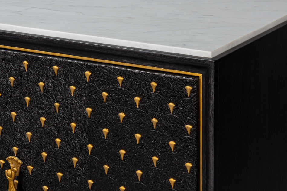 Palisade Shagreen Credenza, Black by Sarreid Ltd - view 10
