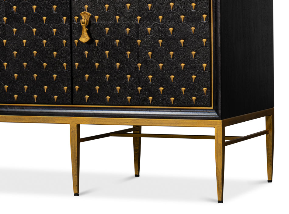 Palisade Shagreen Credenza, Black by Sarreid Ltd - view 11