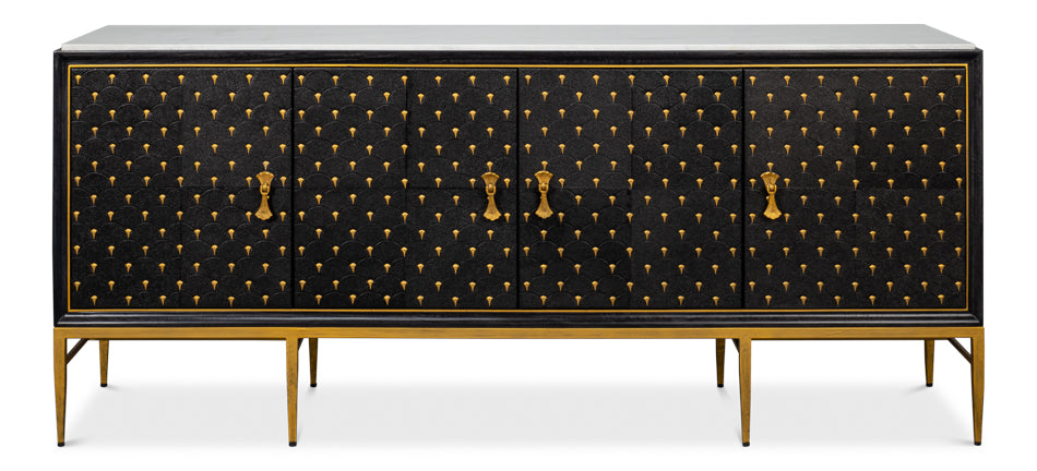 Palisade Shagreen Credenza, Black by Sarreid Ltd - view 2