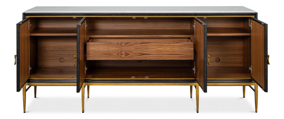 Palisade Shagreen Credenza, Black by Sarreid Ltd - view 3