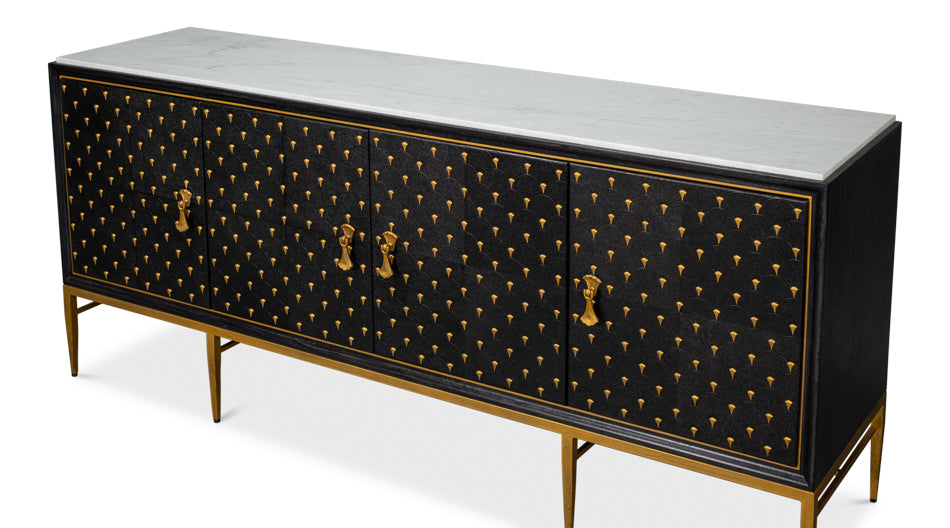 Palisade Shagreen Credenza, Black by Sarreid Ltd - view 4