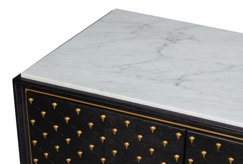 Palisade Shagreen Credenza, Black by Sarreid Ltd - view 5