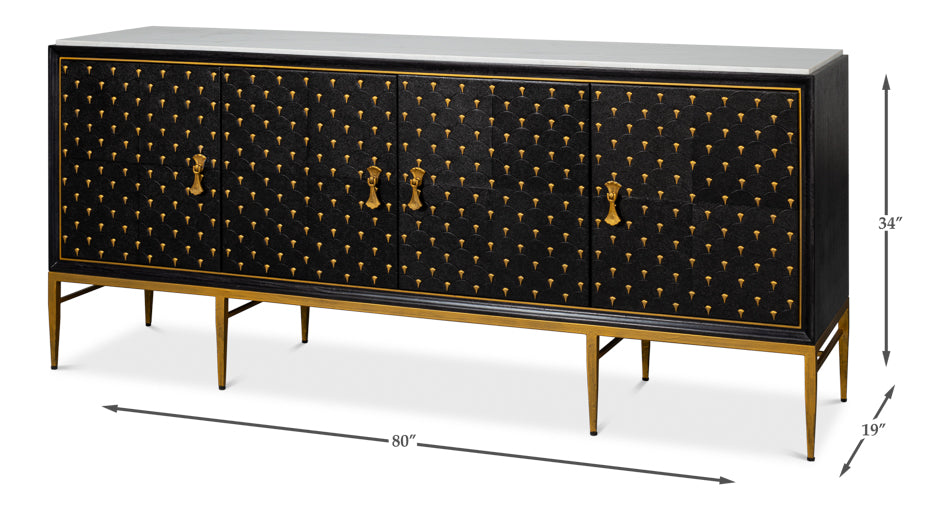 Palisade Shagreen Credenza, Black by Sarreid Ltd - view 7