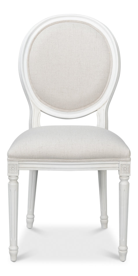 Hugo Oval Side Chair, Cortina White by Sarreid Ltd - view 2