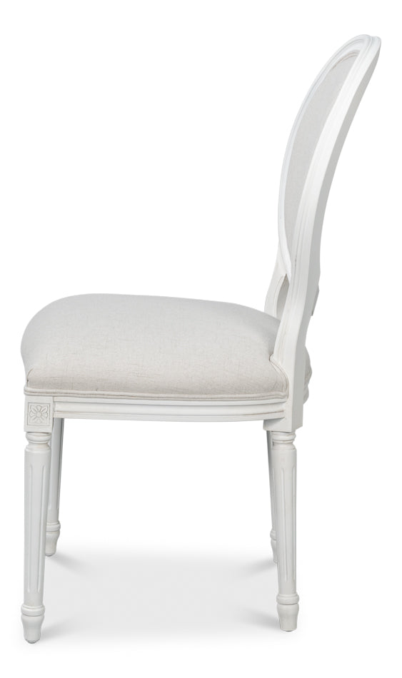 Hugo Oval Side Chair, Cortina White by Sarreid Ltd - view 3