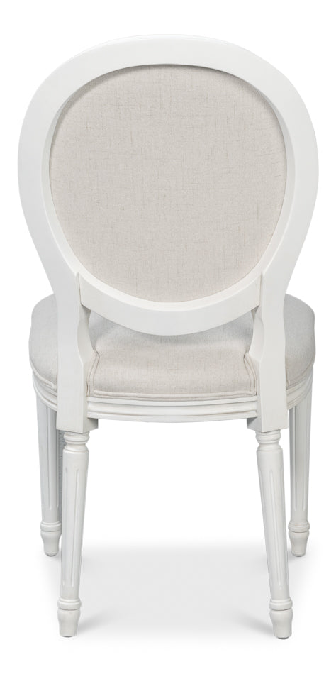 Hugo Oval Side Chair, Cortina White by Sarreid Ltd - view 4
