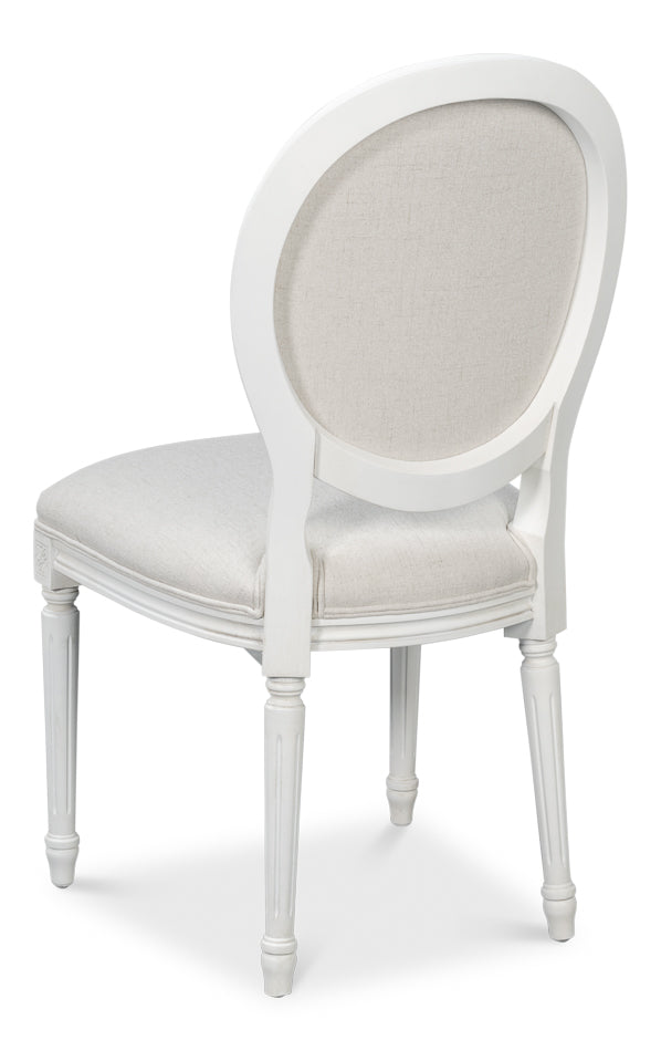 Hugo Oval Side Chair, Cortina White by Sarreid Ltd - view 5