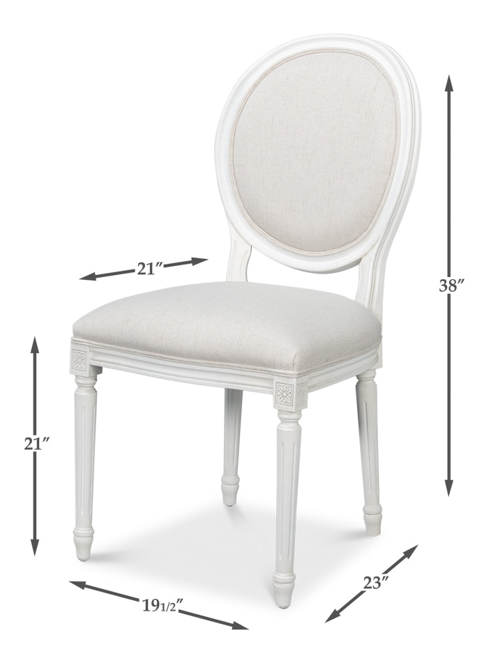 Hugo Oval Side Chair, Cortina White by Sarreid Ltd - view 7
