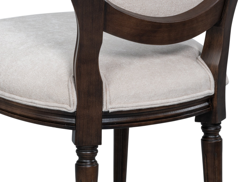 Hugo Oval Side Chair,Nero,Cream Velvet by Sarreid Ltd - view 10