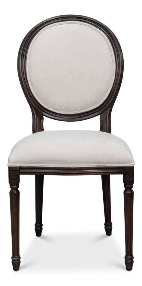 Hugo Oval Side Chair,Nero,Cream Velvet by Sarreid Ltd - view 2