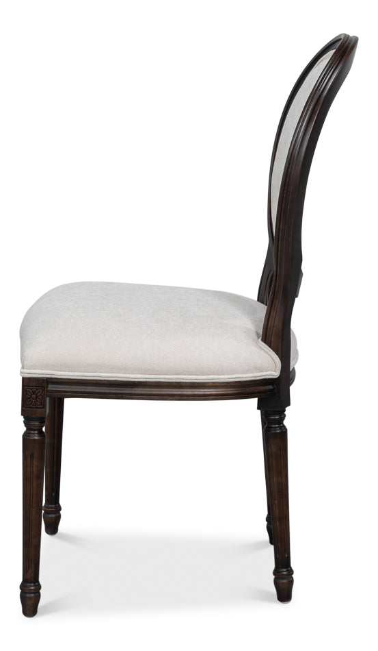Hugo Oval Side Chair,Nero,Cream Velvet by Sarreid Ltd - view 3