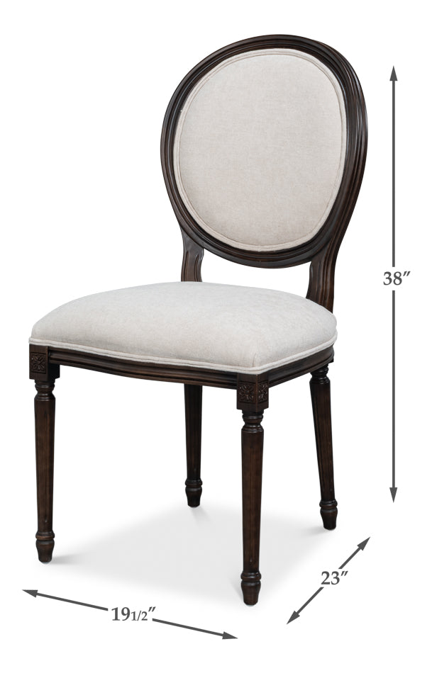 Hugo Oval Side Chair,Nero,Cream Velvet by Sarreid Ltd - view 6