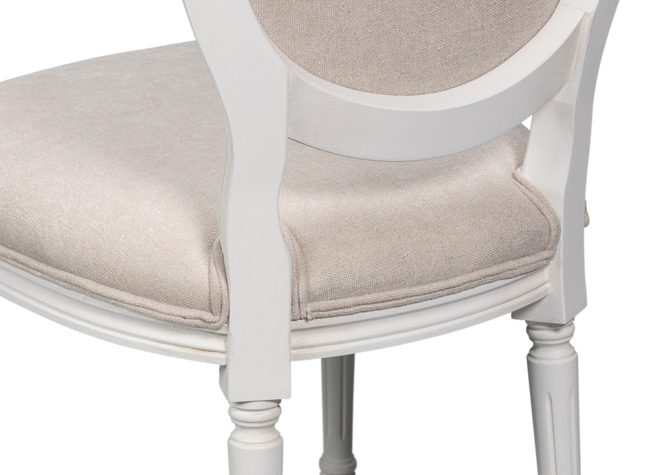Hugo Oval Side Chair,Cortina White by Sarreid Ltd - view 8
